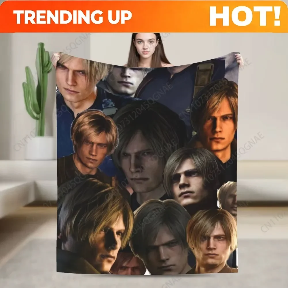 Leon Kennedy Collage Plush Blanket Girls Boys Flannel Throw Blanket For Living Room Soft Custom Quality Bedspread Birthday