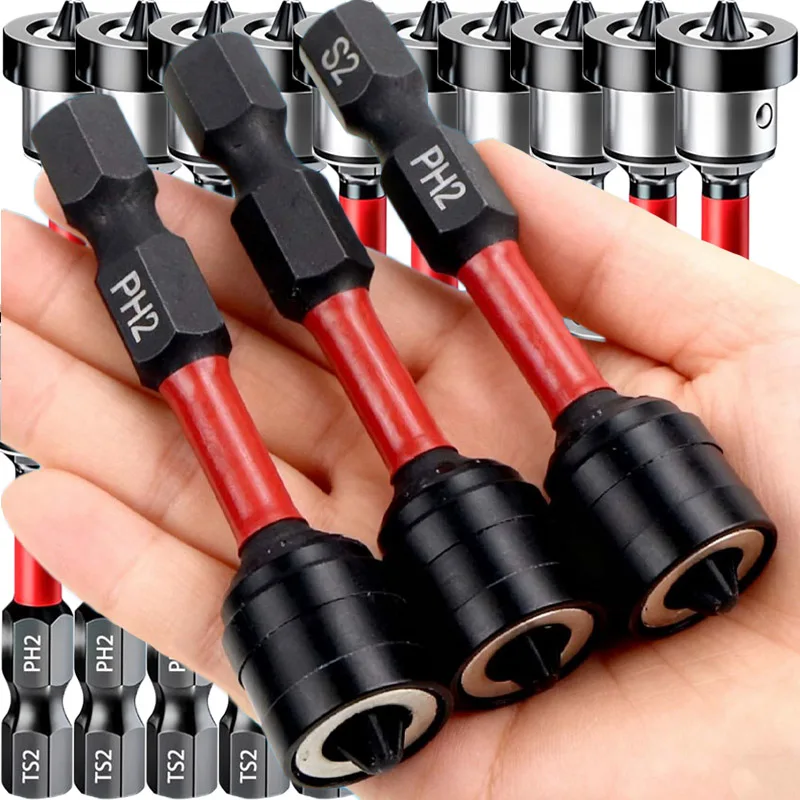 1-10pc Magnet Collar Hex Shank Positioning Screwdriver Bits Magnetic Plasterboard Gypsum Board Drywall Screw Batch Drilling Tool
