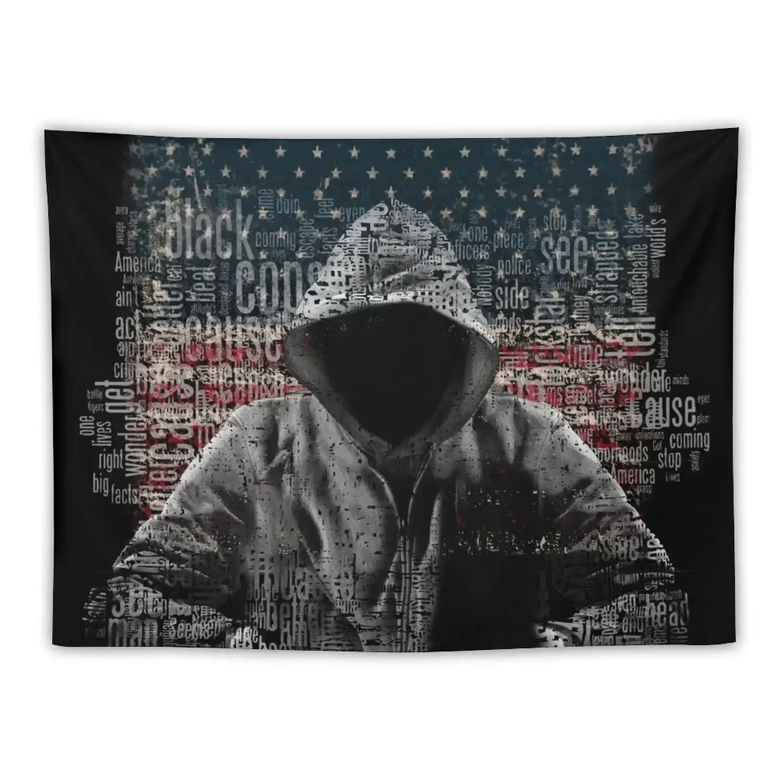 

Untouchable, T-Shirt, Eminem Revival Album, Word Cloud with Grunge American Flag Tapestry Decorations For Your Bedroom Tapestry