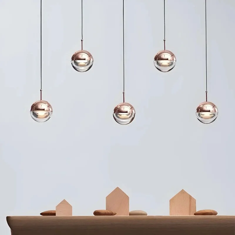 Modern Crystal Dora Long Line Pendant Light Simple Creative Round Lamp for Bedroom Bedside TV Background Wall Hanging Lamps