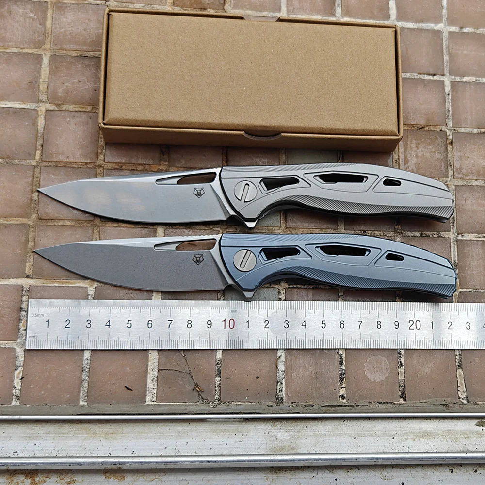 JUFULE New Bear CDX F7 Ceramic Bearing Titanium Handle Mark M390 Logo Blade Camping EDC Tool Kitchen Hike Dinner Utility Knife