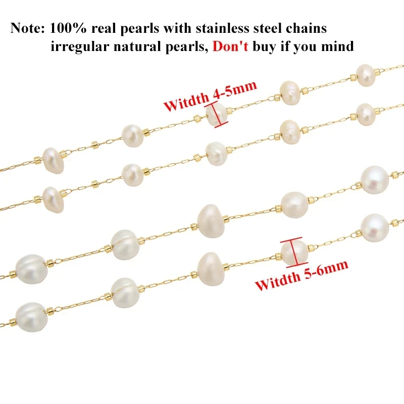 1 Meter Stainless Steel Gold Freshwater Pearl Necklace Chains For DIY Eyeglasses Necklaces Anklet Supplies Jewelry Making Crafts