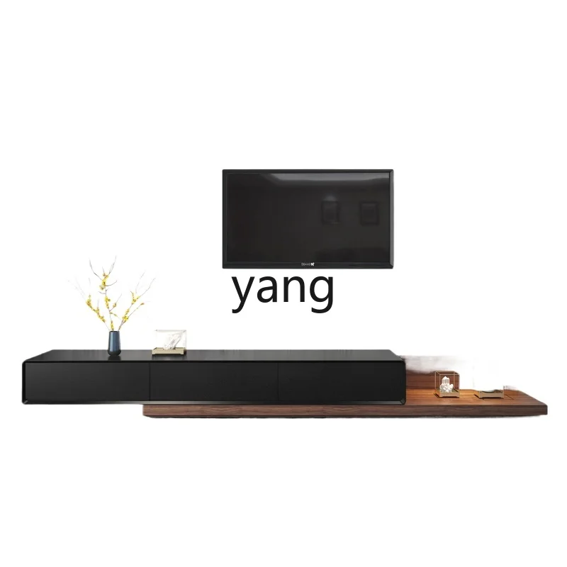 

LTT Black Walnut Color Retractable TV Cabinet Modern Minimalist Solid Wood Multi-layer Floor Cabinet
