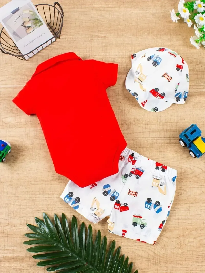 Baby Boy Clothes Baby Boy Onesies 3PCS Newborn Baby Clothes Summer Cotton Fabric Short-Sleeved Jumpsuit