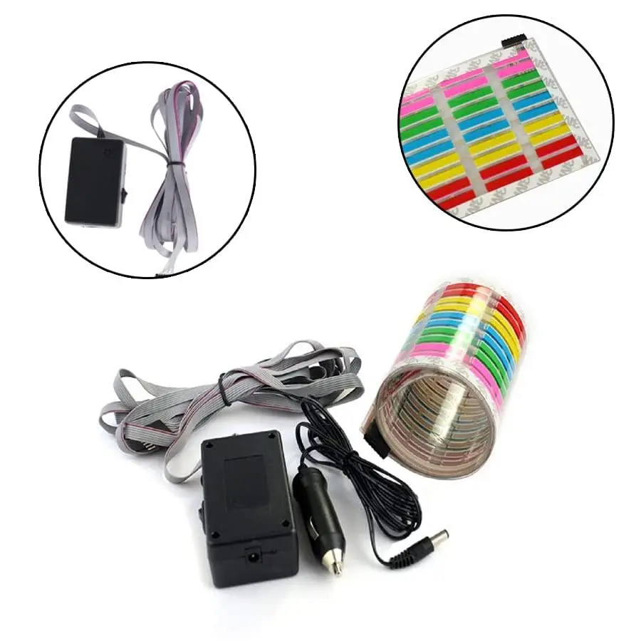 

Car Sticker Music Rhythm LED Flash Light Lamp Sound Activated Equalizer 12v 45x11cm Car Atmosphere