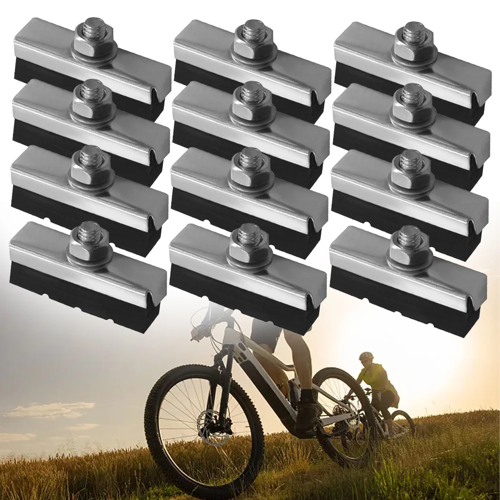 12PCS  Brake Pads V  Brake Pads Bicycle Electric Bicycle Brake Shoes Rubber 40mm Caliper Brake Pad 40*10*25mm Bicycle Parts