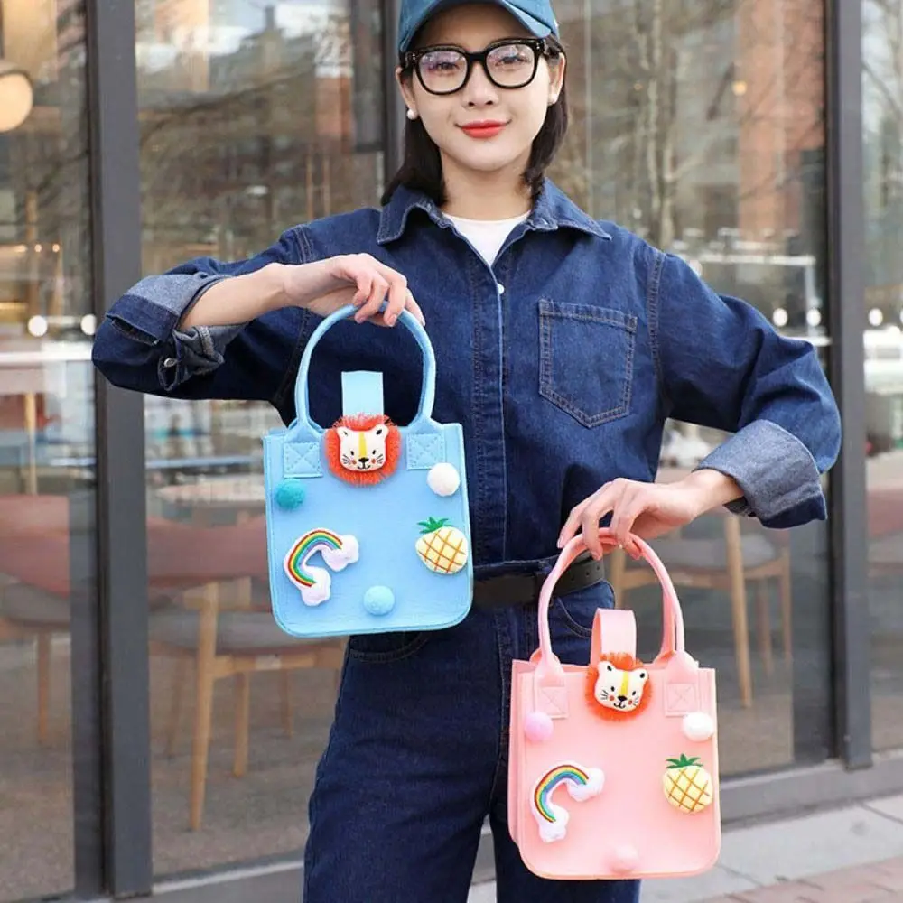 

Kawaii Traveling Bag Small Nylon Cute Multi-purpose Lovely Fur Ball Women Handbag Candy Bag Felt Tote Bag Storage Basket