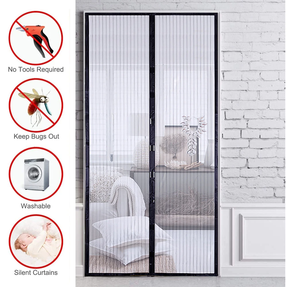 Hands-free Magnetic Mosquito Net Door Net Anti Fly Insect Mosquito Door Screen Anti-Mosquito Magnetic Curtain Mesh for Door