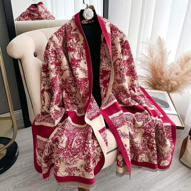 Ladies Winter Luxury printed cashmere shawl and scarf Bufanda thermal blanket Lady Echarpe shawl