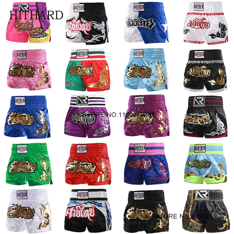 

Short Muay Thai Man Boxing Shorts Child Women Satin Martial Arts MMA Training Clothing Gym Cage Fight Grappling Kickboxing Pants