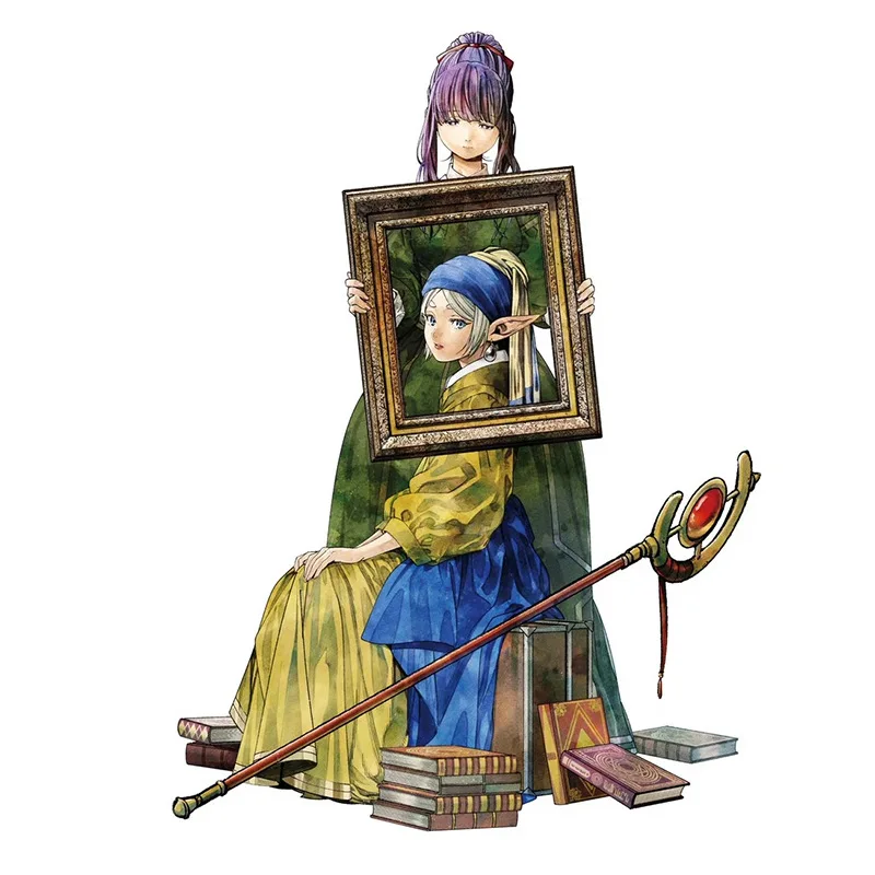 Frieren: Beyond Journey's End Stand Anime KeyChain ‌oil painting Men Key Chain for Women Cartoon Figure Acrylic Keyring Pendant