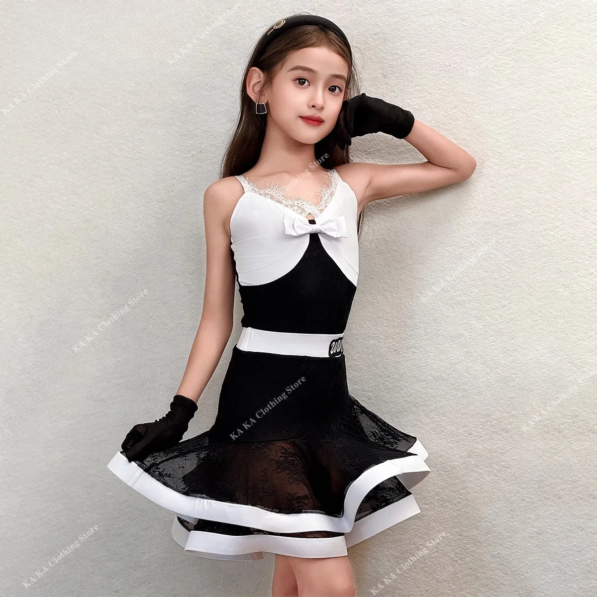 Latin Dance Dress Girls Latin Practice Dress Salsa Latin Dance Costume Girls Competition Ballroom Dress Standard Dance Skirt