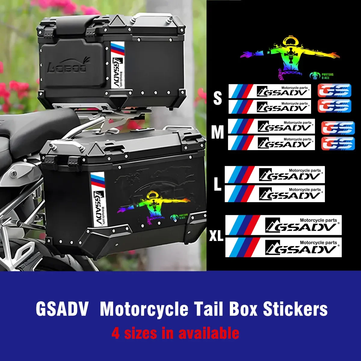 GSADV Stickers Motorcycle Tail Box Strip Reflective Decal EPOXY Emblem Luffy Laser Sticker for BMW S1000 RR R1250GS R1200GS