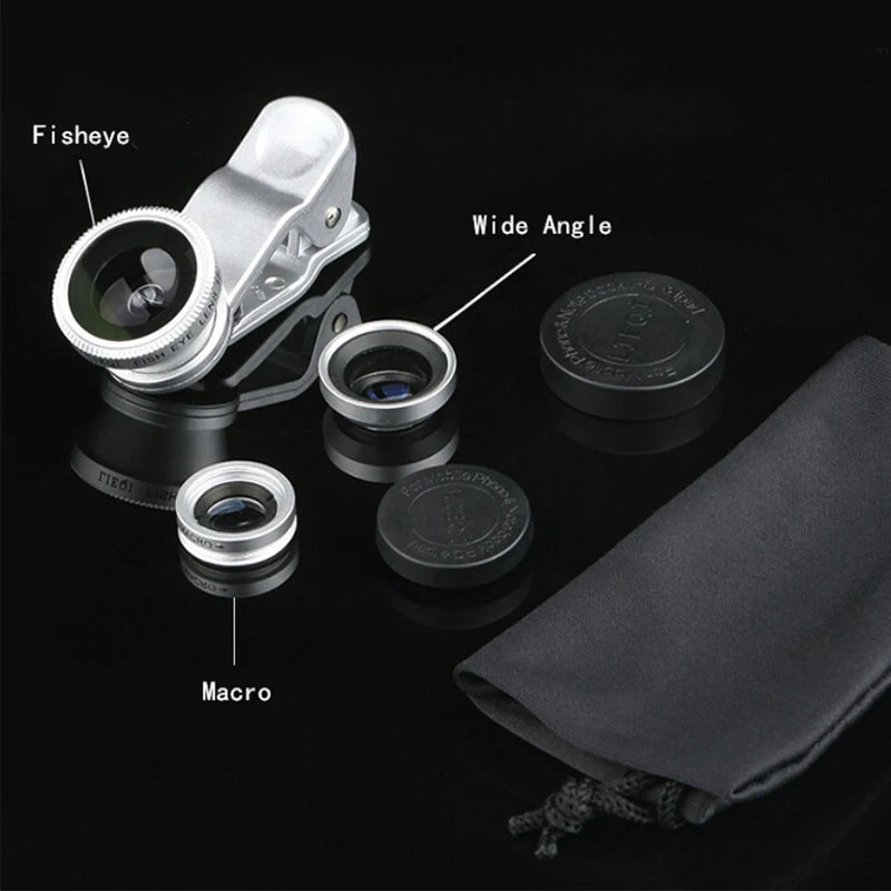 1 Set 3 In 1 Mobile Phone Fish Eye+0.67X Zoom Wide Angle+Macro Lightweight Camera Lens For Universal Cell Phone