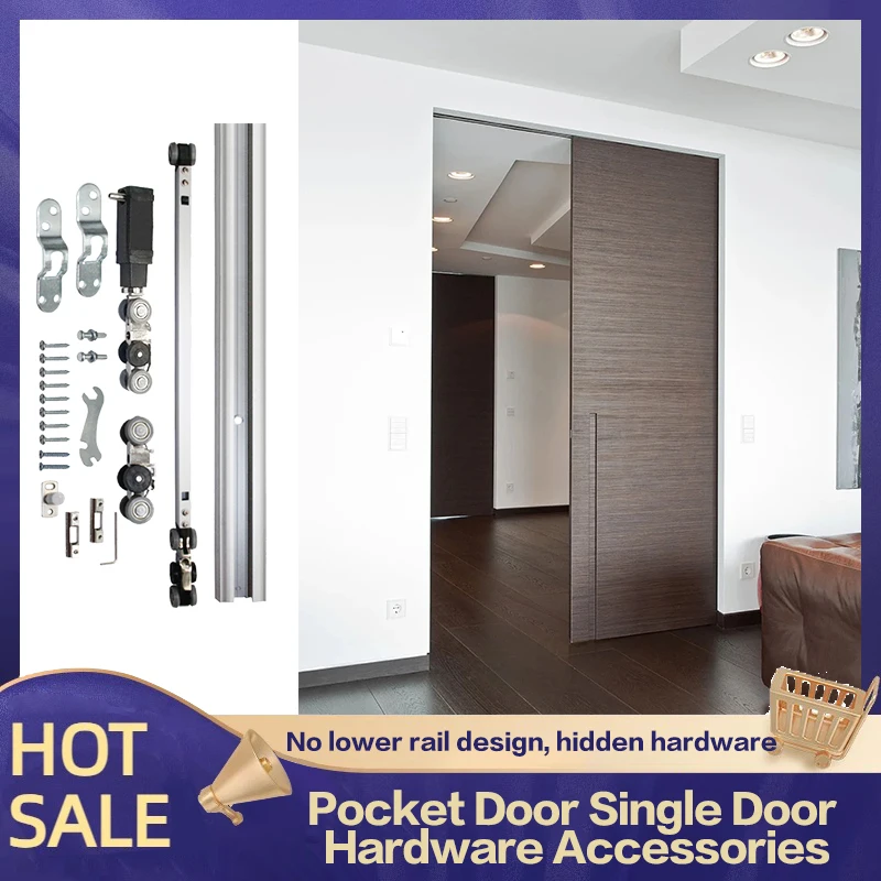 

Maintenance-Free Push-Button Pocket Door Hanging Sliding Hidden Two-Way Buffer Wooden Door Hanging Sliding Sliding Door Hardware