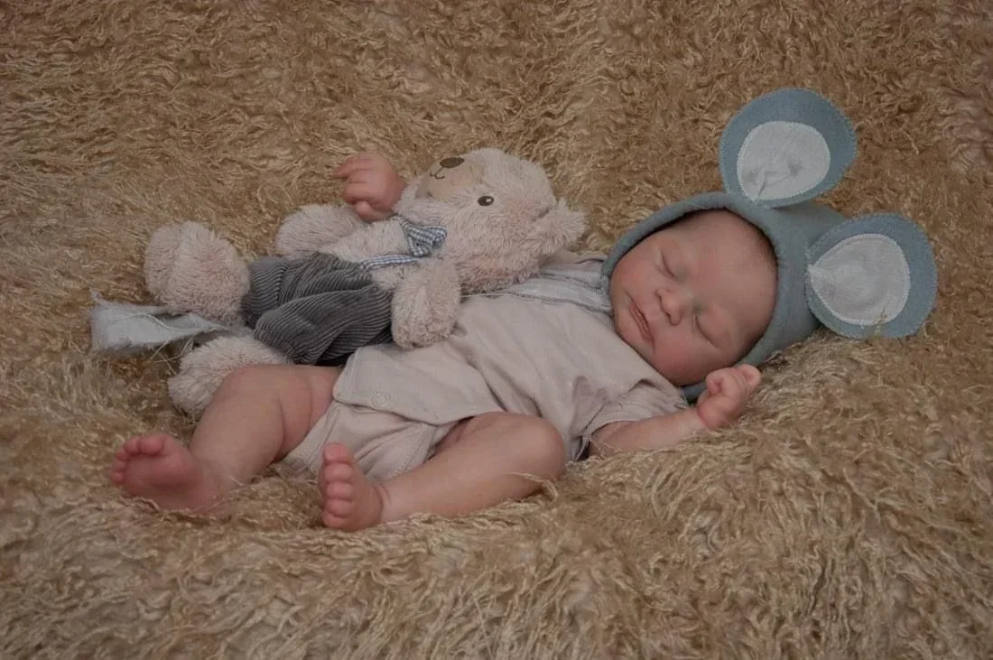 

48CM Timothy Reborn Baby Doll Newborn Sleeping Baby Genesis Hand Painted Doll with Visible Veins Collectible Art Doll