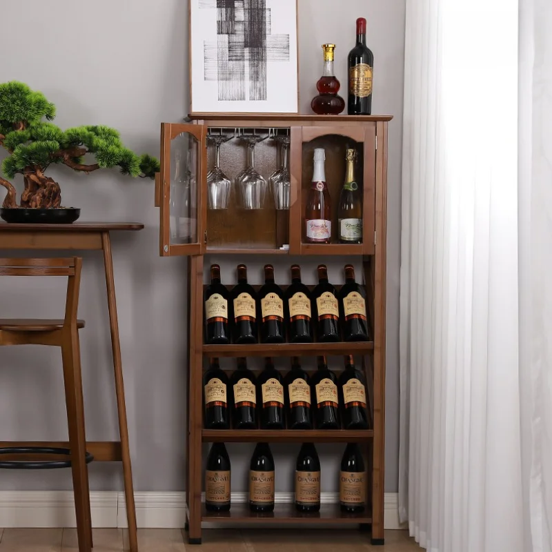 Liquor Racks Wine Cabinets Display Storage Wall Wooden Wine Cabinets Kitchen Modern Mueble Licorera Restaurant Furniture QF50JG