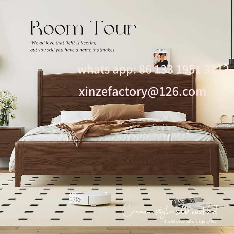 

Customizable wood French bed tenon and mortise household solid wood 1.2 meters modern simple single bed 1.2 meters