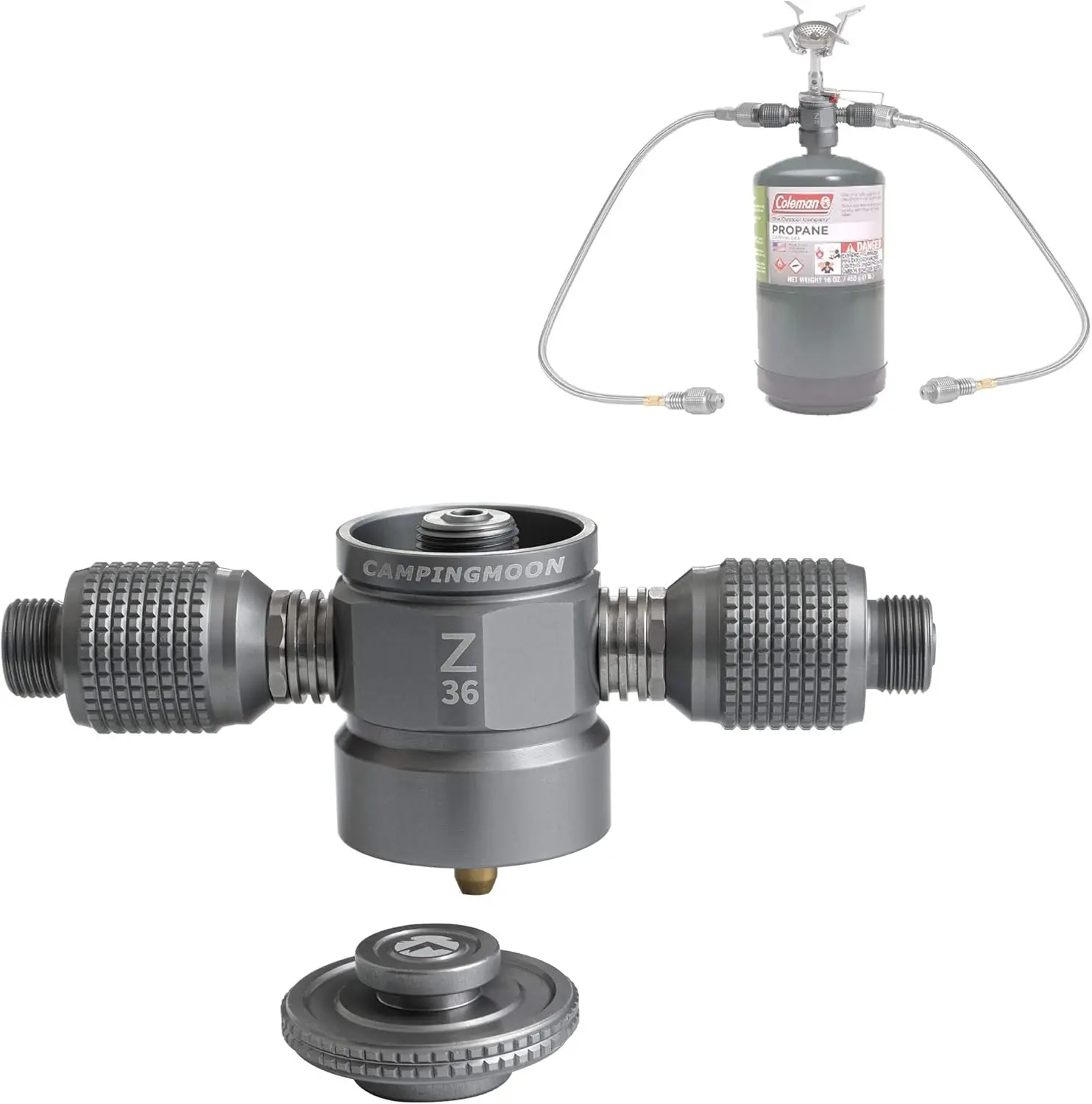 

CAMPINGMOON 3 Outlet Camping Stove Adapter, Inlet: 16oz/1Lb Small Propane Tank, Outlet: EN417 Lindal Valve Z36