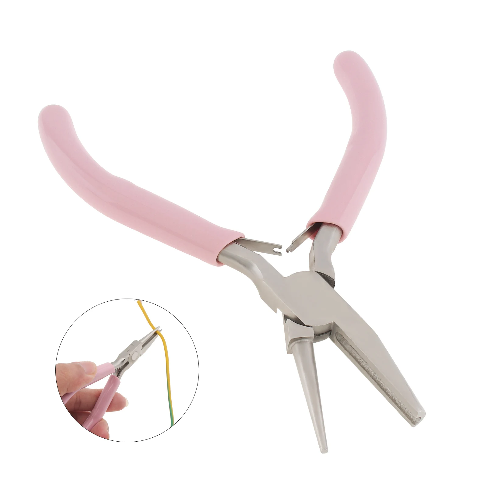 

1 Piece 5 Inch Pink Mini Concave and Round Nose Pliers for Jewelry Making / DIY Hobby Projects, Round Concave Wire Wrap Pliers