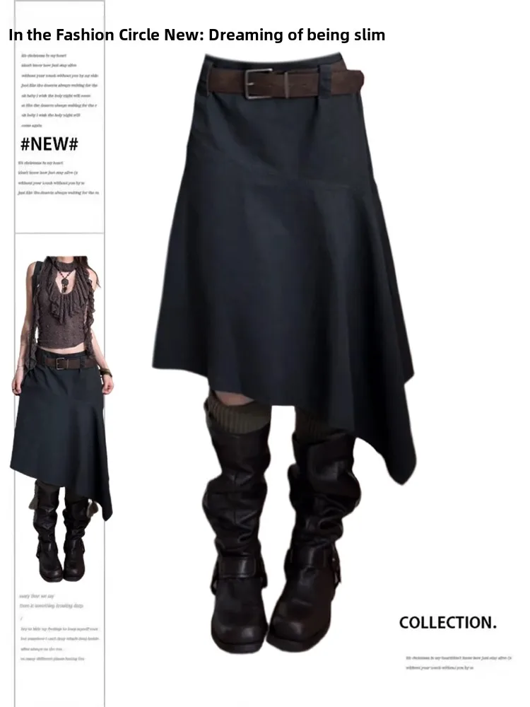 

Утягивающая юбка трапециевидной формы средней длины с высокой талией, асимметричный подол, женская летняя юбка Fi Tail, 2022, модный дизайн, повседневная одежда для поездок на работу