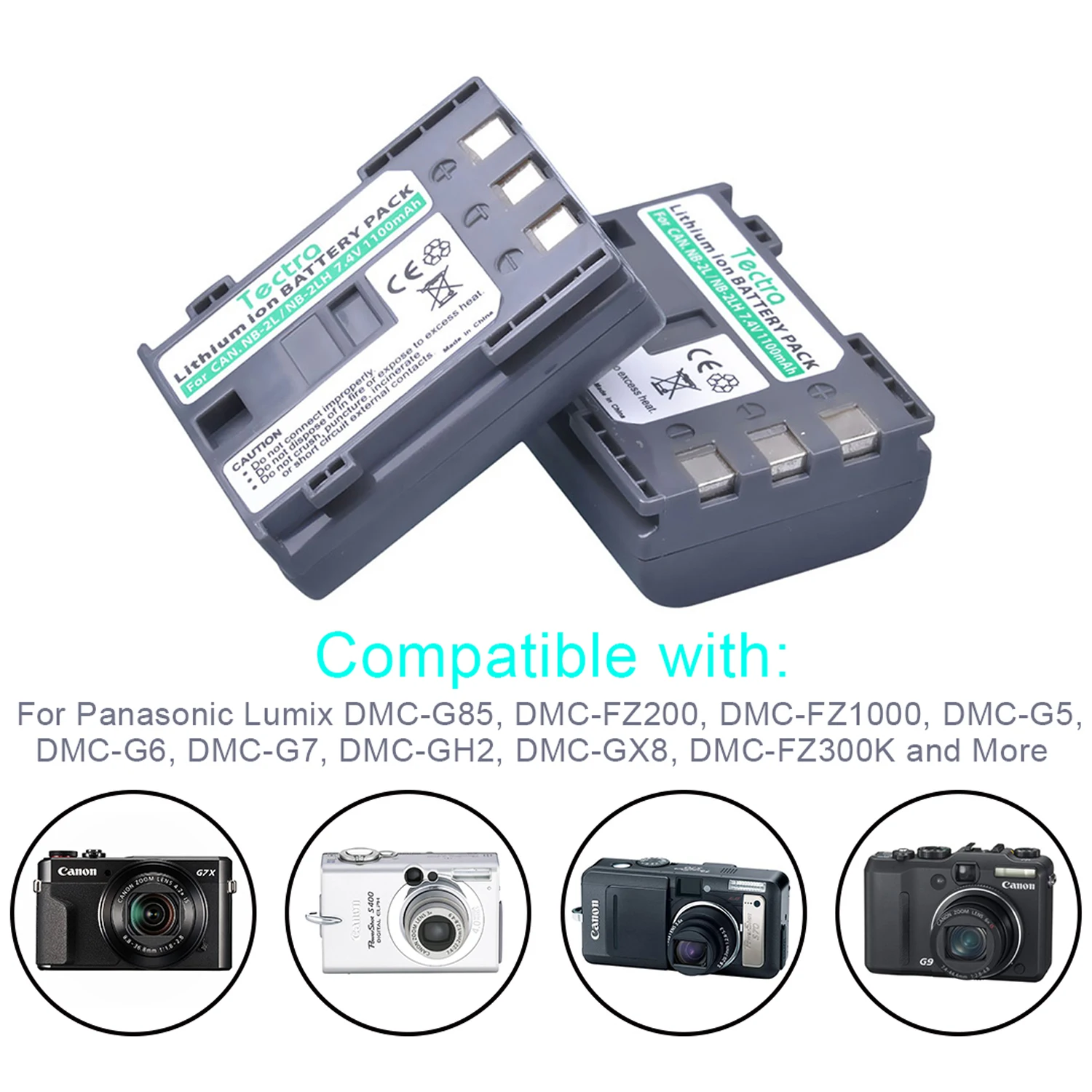 NB-2L NB-2LH 7.4V/1100mAh Li-ion Camera Battery for Canon DC301,DC310,DC320,DC330,DC410,DC420,Elura 50,60,VIXIA HF R10, HF R11