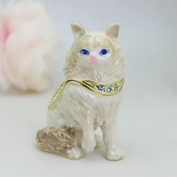 SHINNYGIFTS New Year Creative Gift Dog Trinket Box Hinged Mini Jewelry Trinket Box Collectiable Cute Animal Stuate for Home Deco
