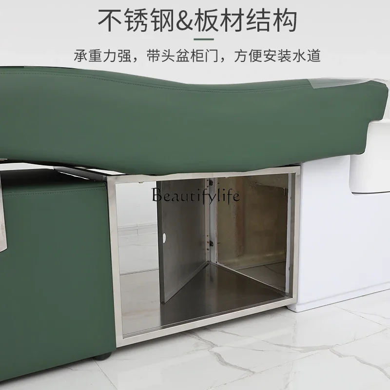 High-End Ceramic Basin Flushing Bed Stainless Steel Silicone Mattress Thai Shampoo Chair