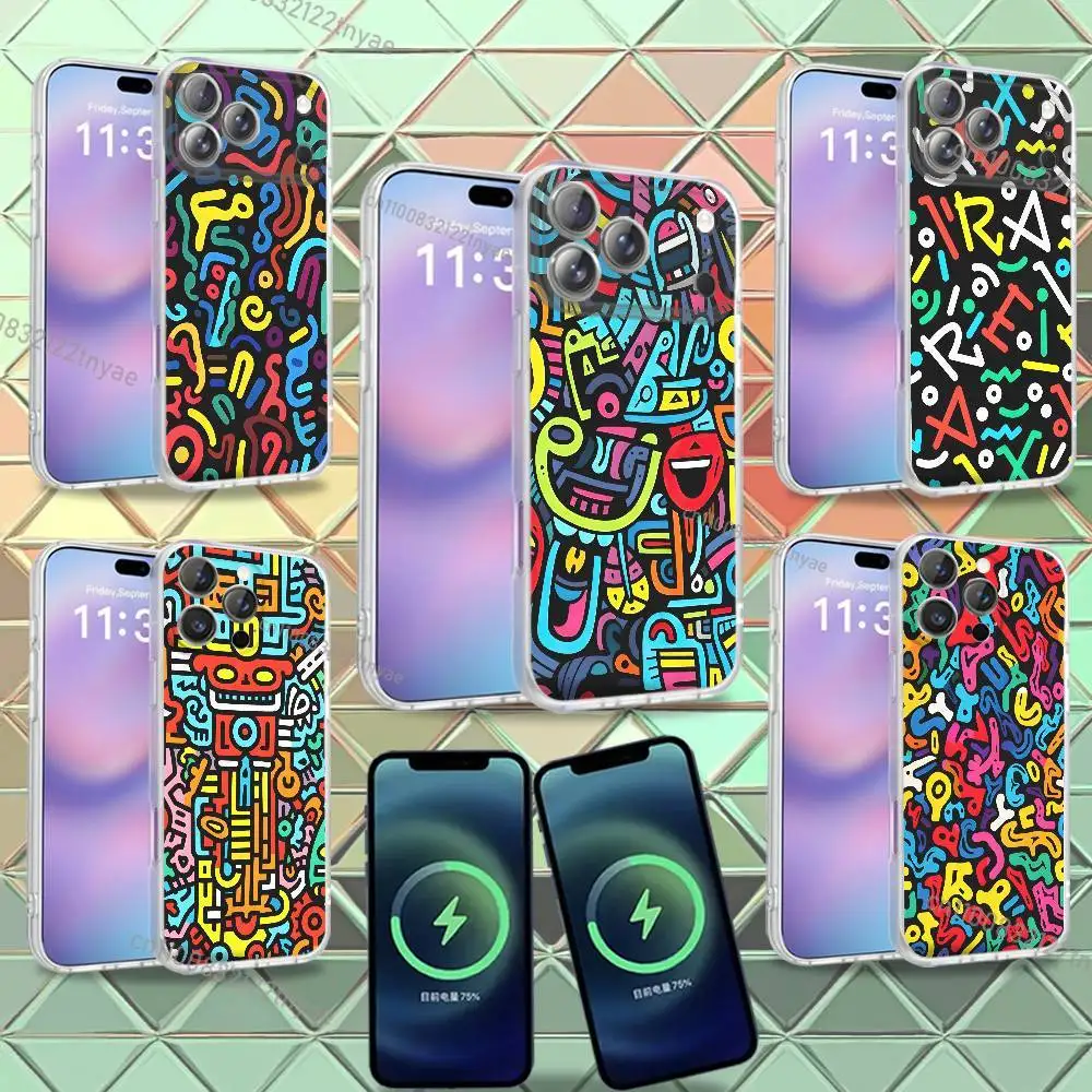 

Colorful Lines Graffiti Phone Case For iPhone 16,14,11,17,13,15,12,Air,Plus,Pro,Max,E,Mini Frosted for MagSafe Magnetic