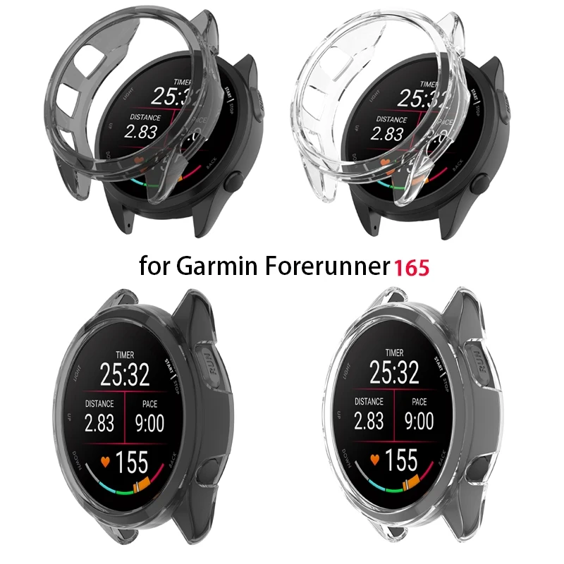 Slim Soft Transparent TPU Watch Case Cover For Garmin Forerunner 165 / 265 / 965 / 165 Music