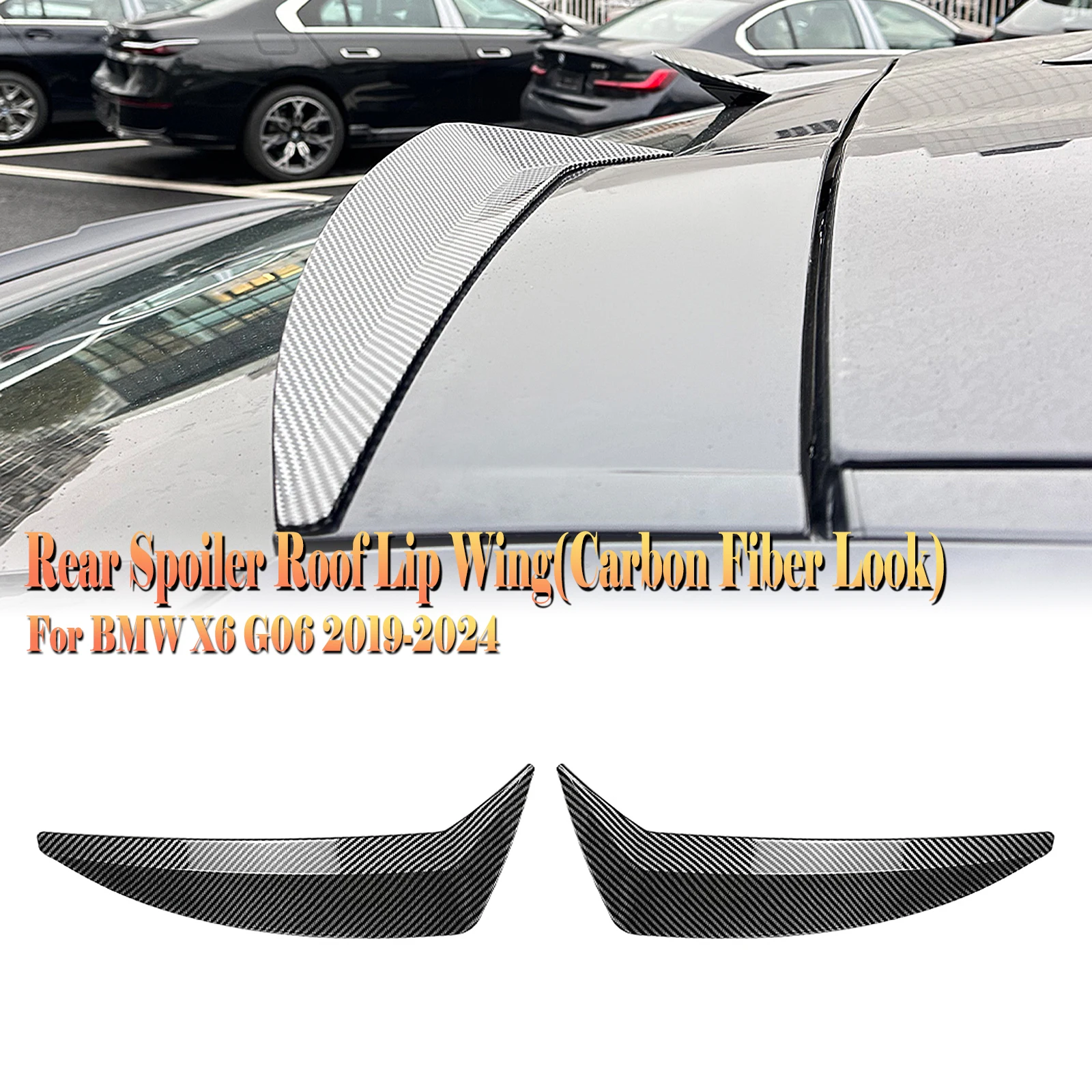 

Rear Roof Spoiler Wing Extension Trim For BMW X6 G06 2019-2024 Carbon Fiber Look/Gloss Black Trunk Lid Window Upper Splitter Lip