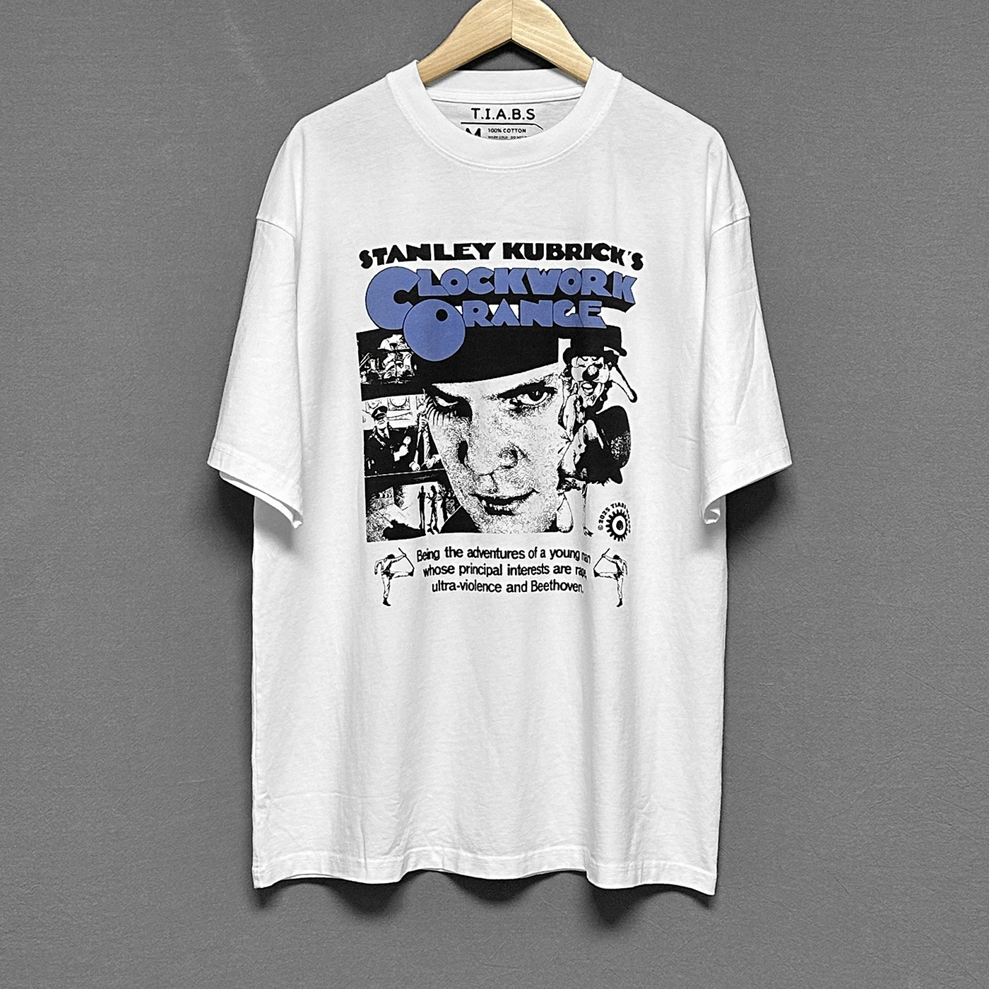 TIABSWMS06 A Clockwork Orange T-Shirt Movie Drop Shoulder Loose Oversized Short Sleeves Bad Taste Retro Vintage Men's Shirt