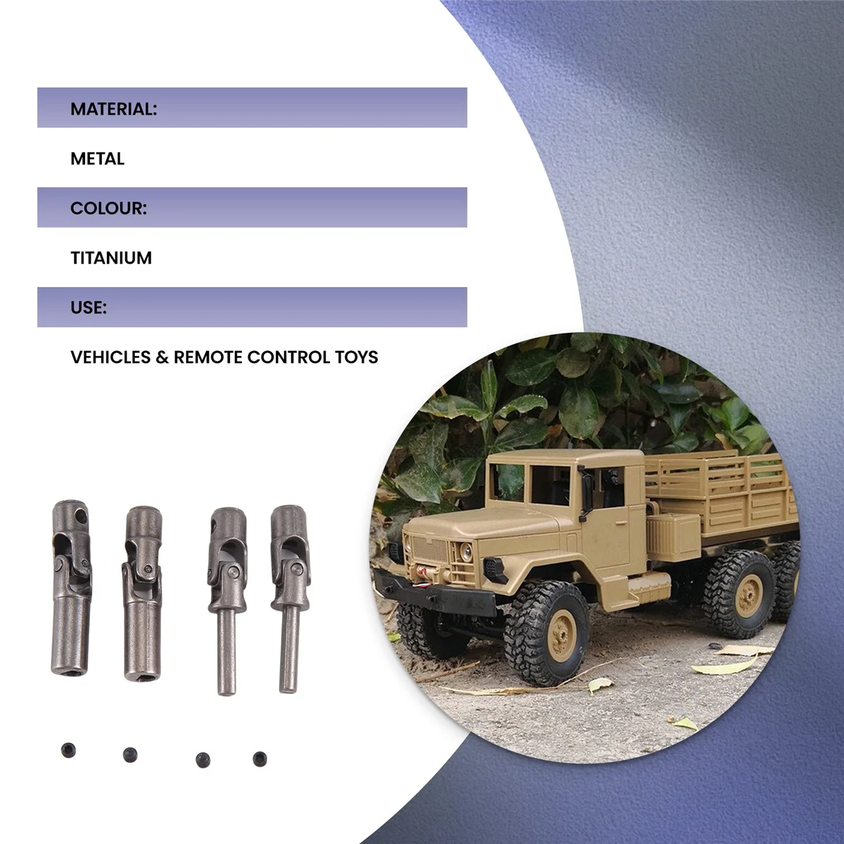 Arbre d'entraînement en métal de mise à niveau pour WPL, pièces de voiture RC, inolers, camion, titane, 1/16, B14, B14K, B16, B16K, MN90, MN90K, MN91, 2 pièces