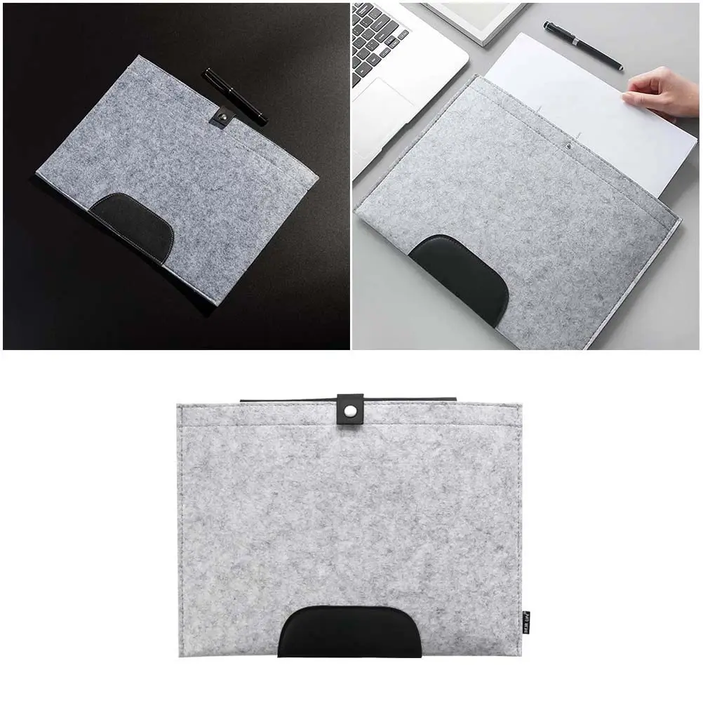 

A4 Felt File Folder Document Carrier Bag Portable Paper Organizer Expanding Handbag Light Grey Office School Stationery Letter