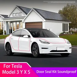 Door Seal Kit Soundproof Rubber For Tesla Model 3 Y X S 12-23 Weather Draft Seal Strip Sunroof Seal Wind Noise Reduction Kit