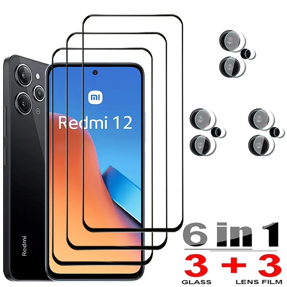Tempered Glass & Camera Lens Film Note 12S Pelicula Cristal Templado Redmi 12C 13C 14C Anti-Scratch Phone Front Film