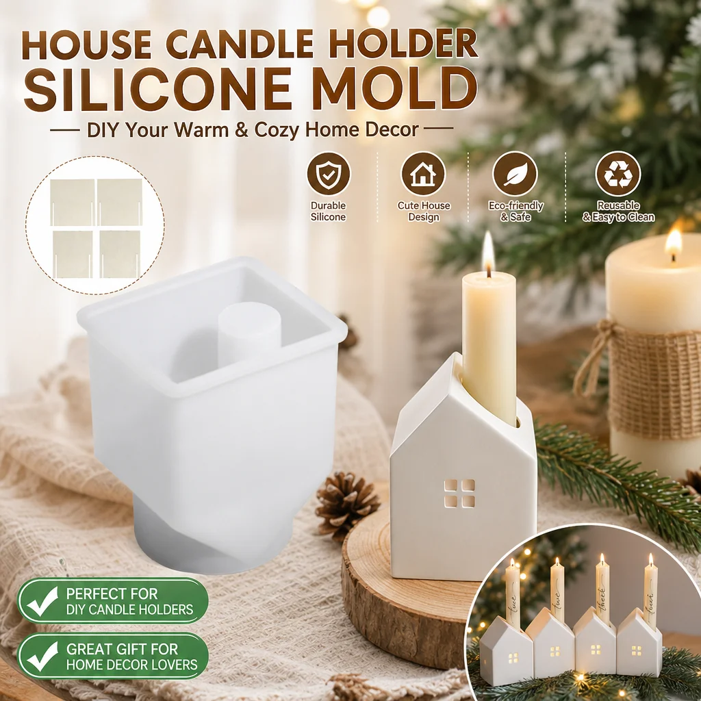 House Vase Silicone Mold DIY Concrete Flower Pot Mold Plaster Cement Pen Container Mold Candle Holder Mold for Home Decor Craft