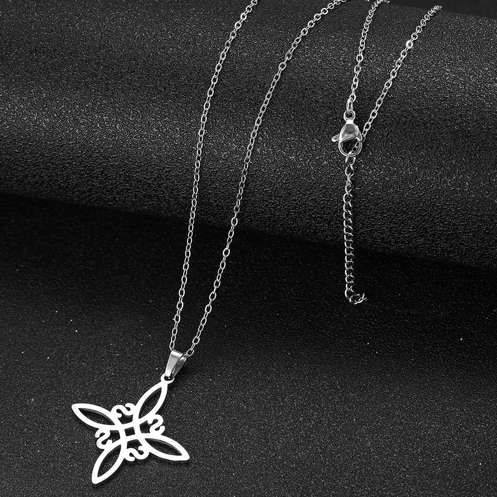 DGIDDK Stainless Steel Hollow Witch Knot Irish Knot Pendant Necklace Women's Fashion Unique Design Collarbone Chain Jewellery - view 4