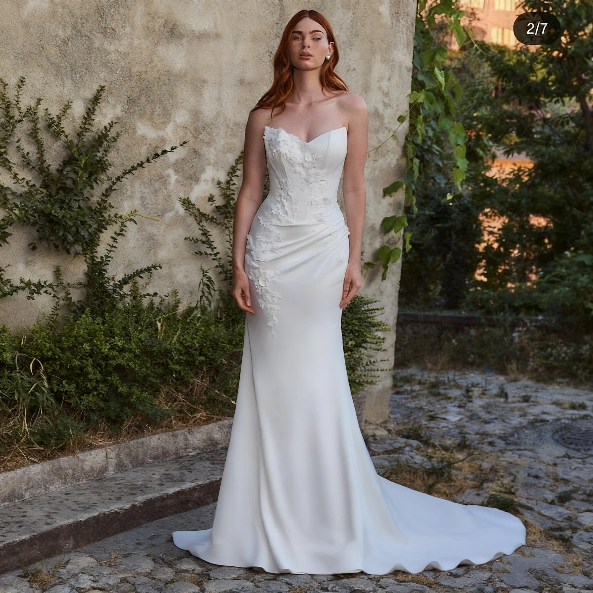 فستان زفاف أنيق من الساتان من فيستدو دي نوفيا بطول الأرض للنساء حورية البحر المذهلة مخصص للتدابير