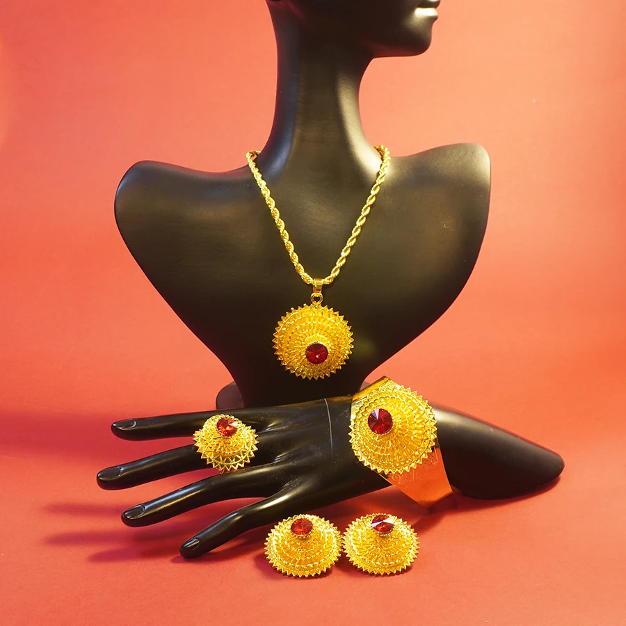 Ethiopian Eritrean Products Nigerian Traditional Wedding Set Necklace Earrings Rings Bracelets Wedding Decorations