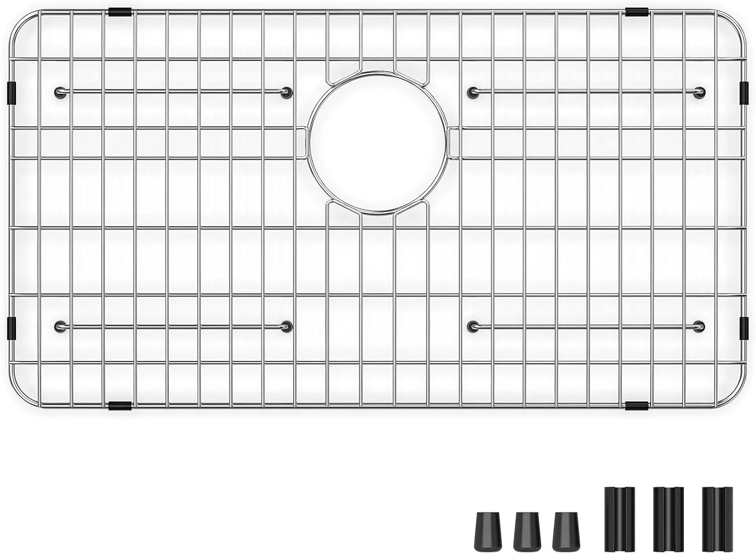 

Stainless Steel Sink Grid and Protectors for Bottom of Kitchen Sink, 26" x 14" with Rear Drain for Single Sink Bowl (26" X 14 1/