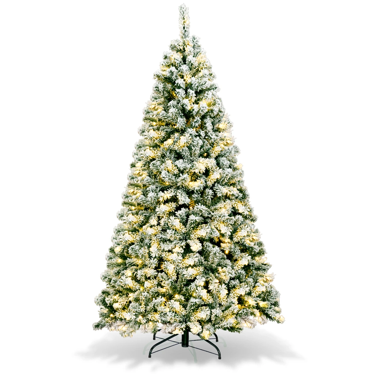 

6Ft Pre-Lit Premium Snow Flocked Hinged Artificial Christmas Tree w/ 250 Lights