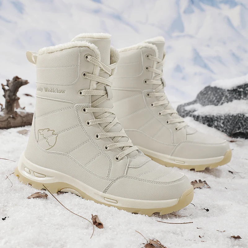 

Unisex Winter Fleece-Lined Thermal Flat-Sole Snow Hiking Boots Comfortable and Versatile Unisex Hiking Casual Footwear