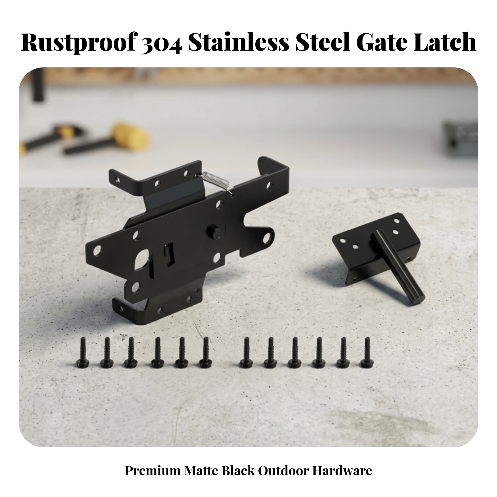 Gate Latch Lock Heavy Duty Self-Locking Gate Latch Hardware Matte Black Rustproof for Homeowners, Wooden Gates, Outdoor Fences view 5