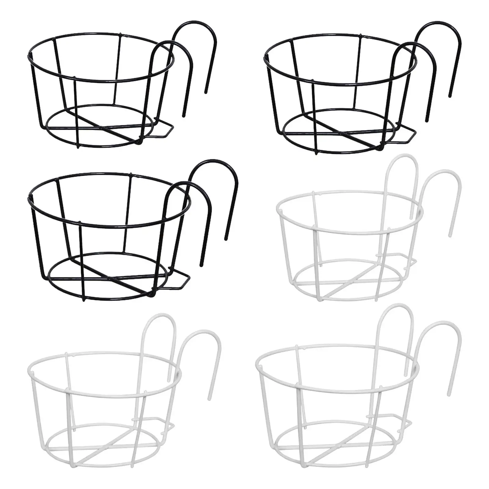 Iron Art Hanging Baskets Outdoor Balcony Hanging Baskets Round Pot Holder for Porch Balcony Fence Outdoor Decor