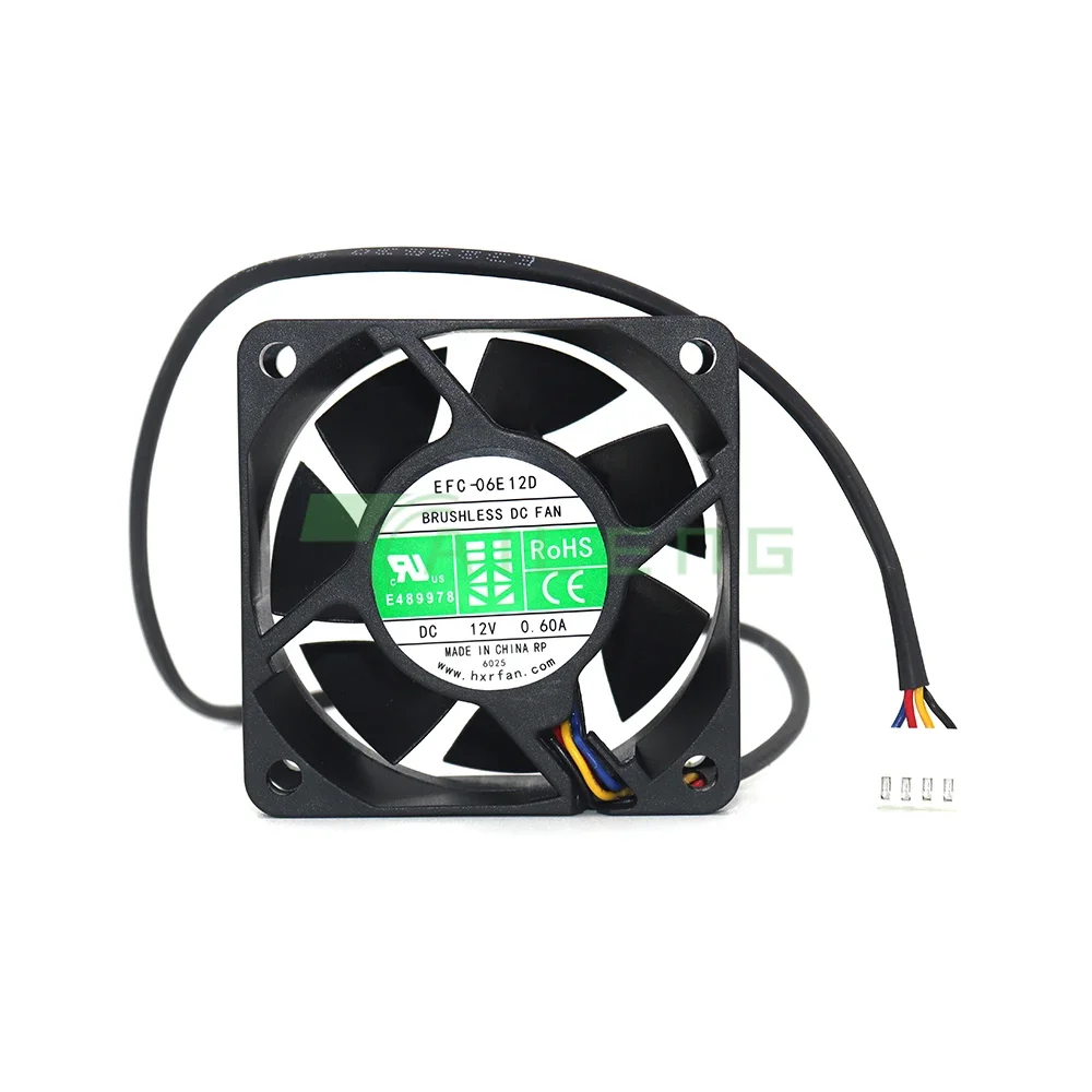 Новый оригинальный EFC-06E12D 4-контактный PMW 12 В 0,60 А 6 см 60*25 мм 4-проводной источник питания ИБП вентилятор корпуса
