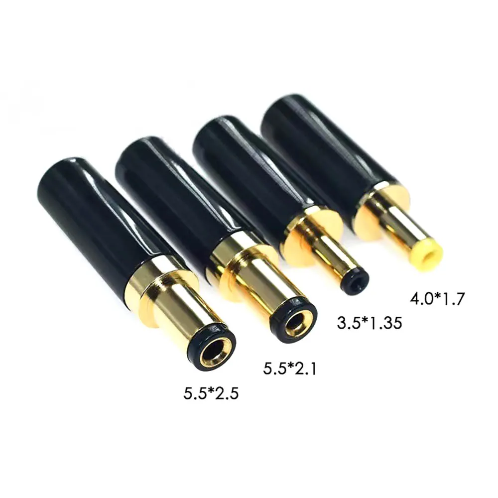 

10Pcs 5.5 x 2.5 / 5.5 x 2.1 / 4.0x1.7 / 3.5 x 1.35 mm DC Power Jack Male Plug for Welding Line Copper Housing Gold Plated