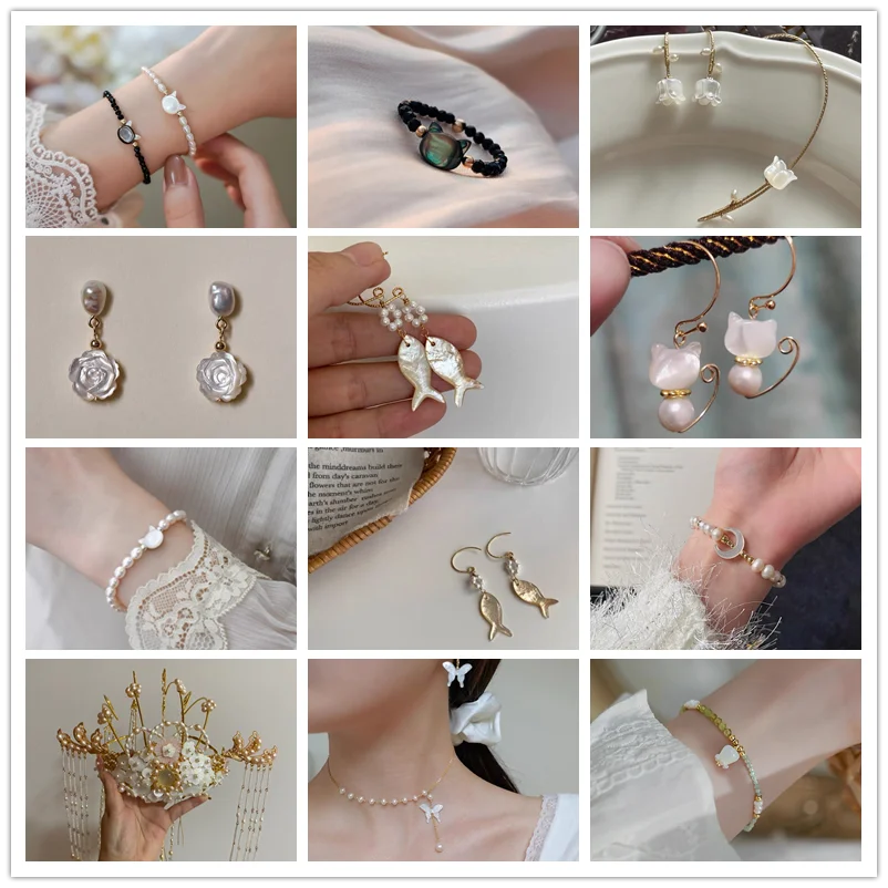 Real Shell Charm Moon Lucky Pendant Natural Mother of Pearl DIY Making Necklace Bracelet Earring Brooch MOP Jewelry Accessory