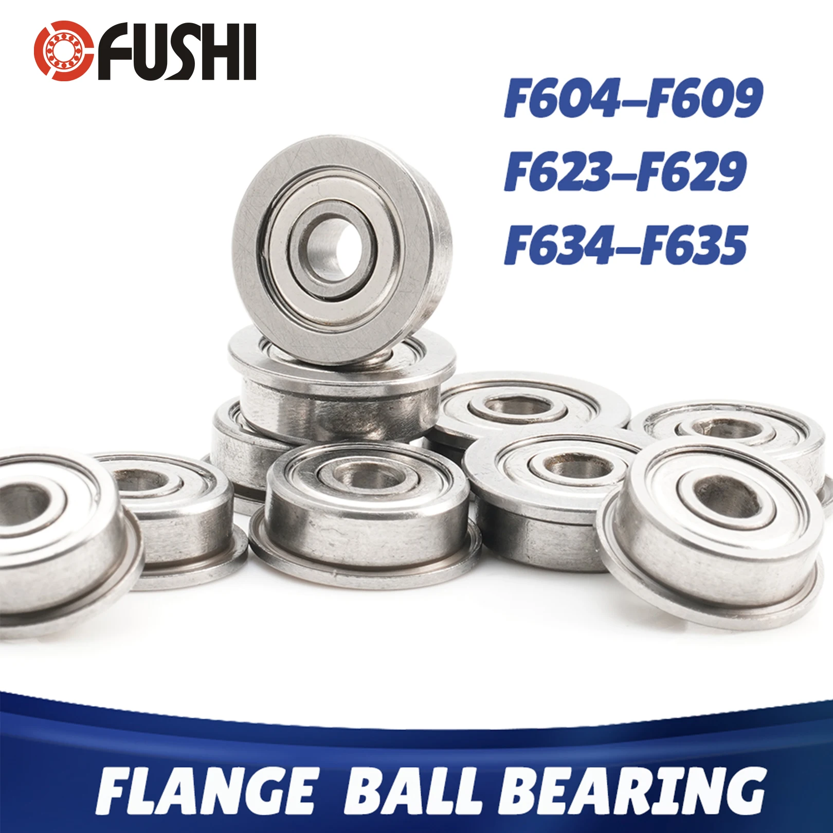 10PCS Flange Bearing F604ZZ F608ZZ F623ZZ F624ZZ F625ZZ F626 F628ZZ F629ZZ F634ZZ ABEC-1 Miniature Flanged Z ZZ Ball Bearings RS