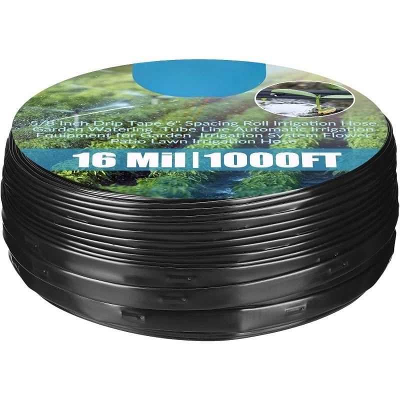 

1000ft 5/8 Inch Drip Tape 6" Spacing Roll 16 Mil Irrigation Hose Garden Watering Tube Line Automatic Equipment for Garden